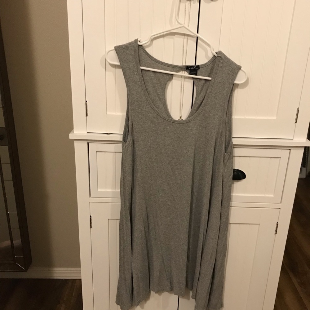 Rue21 Keyhole Swing Tank Dress Gray Size Large Casual Minimalist